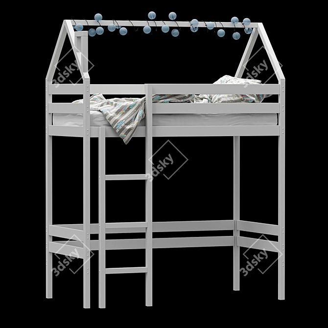 2-Story Baby Cot with Ladder & Play Area 3D model image 10