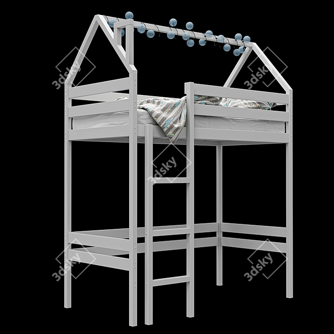 2-Story Baby Cot with Ladder & Play Area 3D model image 11