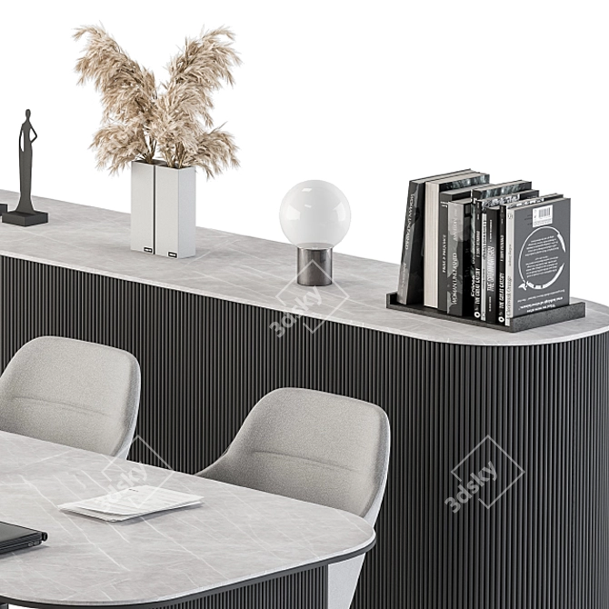Sleek Black & Gray Meeting Table 3D model image 4