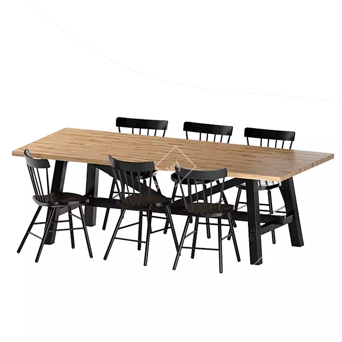 Rustic Dining Set SKOGSTA/NORRARYD 3D model image 1