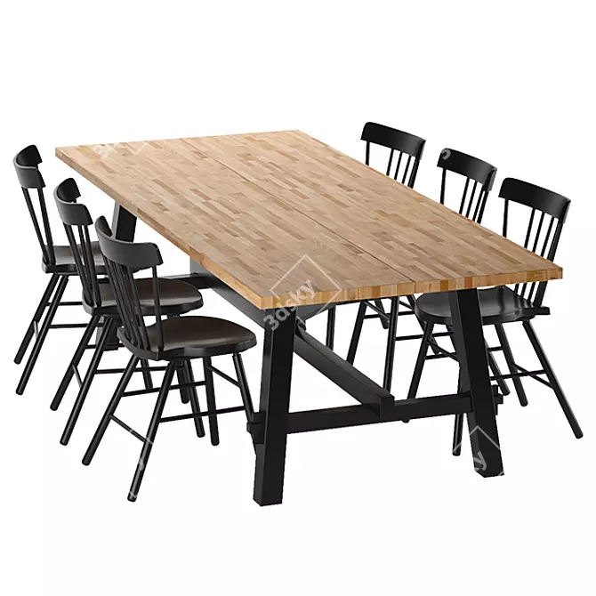 Rustic Dining Set SKOGSTA/NORRARYD 3D model image 2