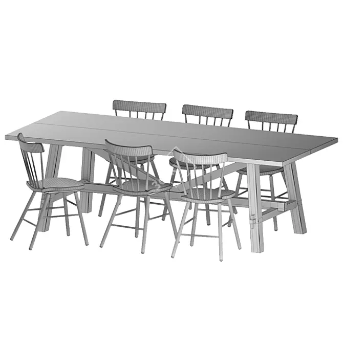 Rustic Dining Set SKOGSTA/NORRARYD 3D model image 6