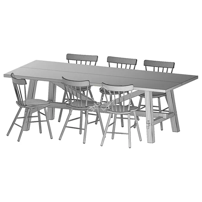 Rustic Dining Set SKOGSTA/NORRARYD 3D model image 11