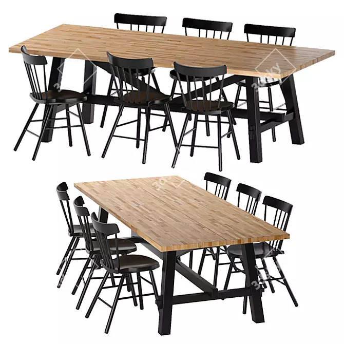 Rustic Dining Set SKOGSTA/NORRARYD 3D model image 14