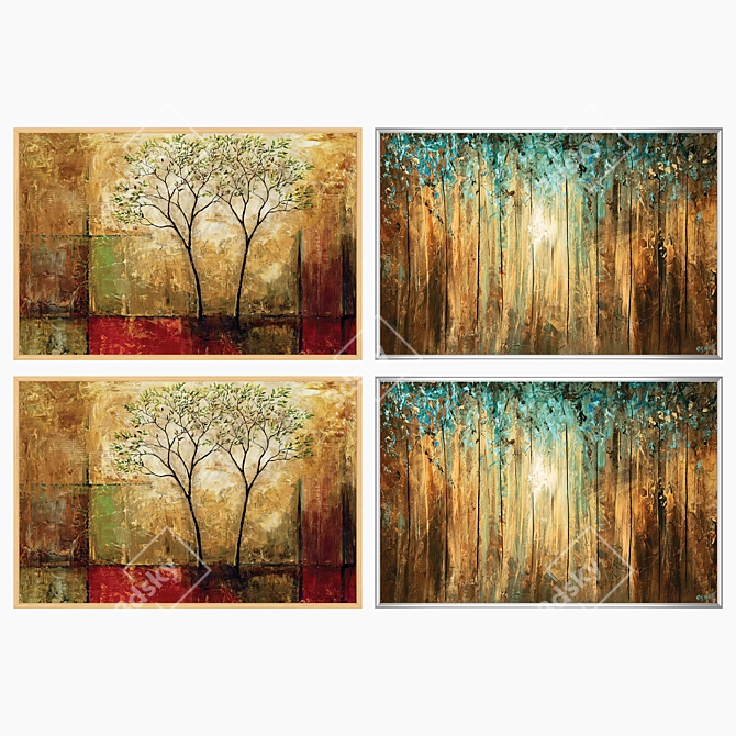 Artistic Framed Paintings Set 3D model image 3