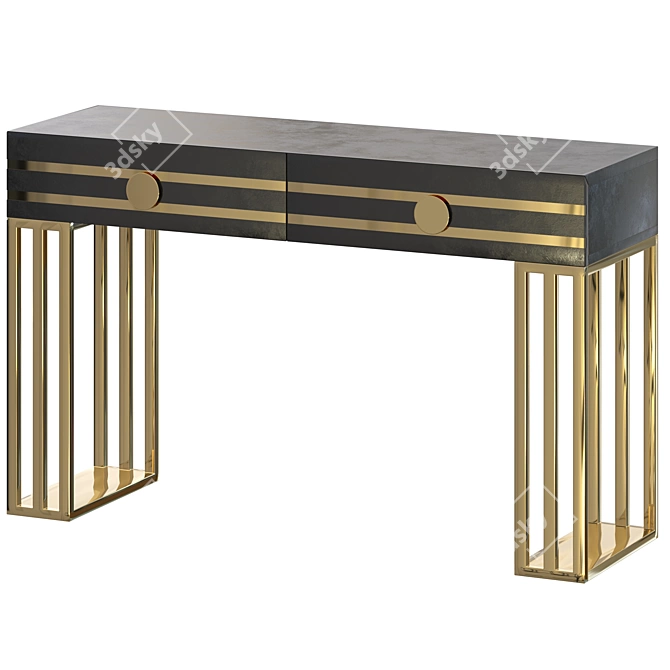 Modern Wood & Metal Console Table 3D model image 1