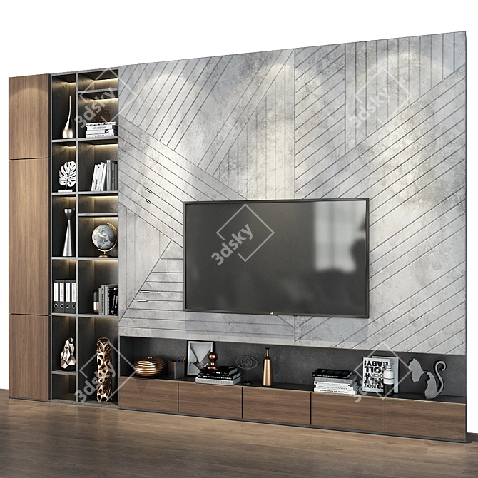 Sleek TV Wall | set 173 3D model image 1