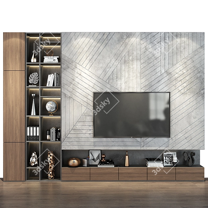 Sleek TV Wall | set 173 3D model image 2