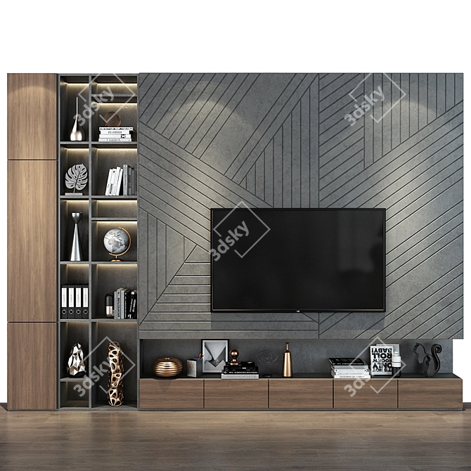 Sleek TV Wall | set 173 3D model image 4