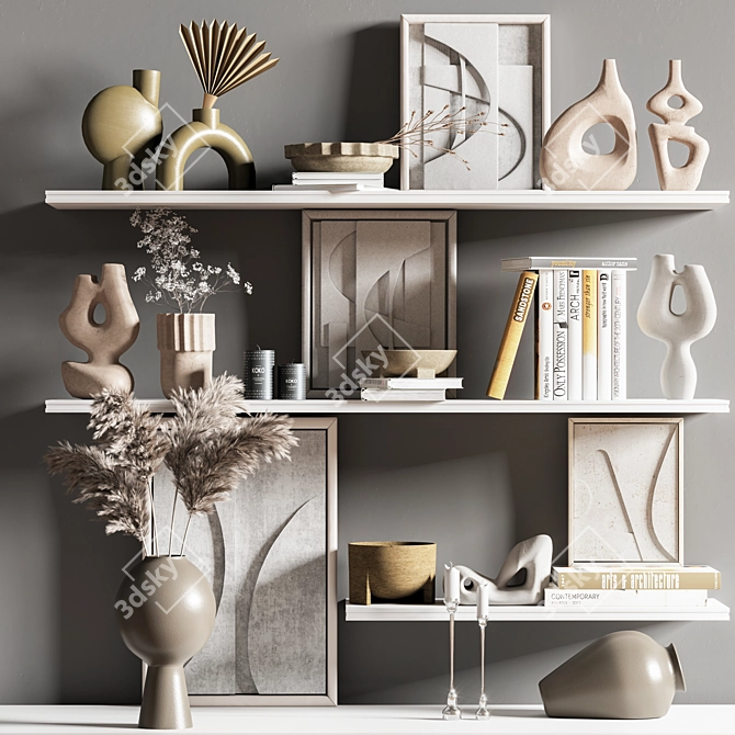 Modern Decorative Shelf Set 3D model image 1