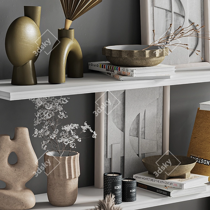 Modern Decorative Shelf Set 3D model image 8