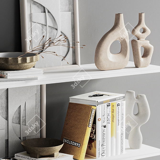 Modern Decorative Shelf Set 3D model image 9