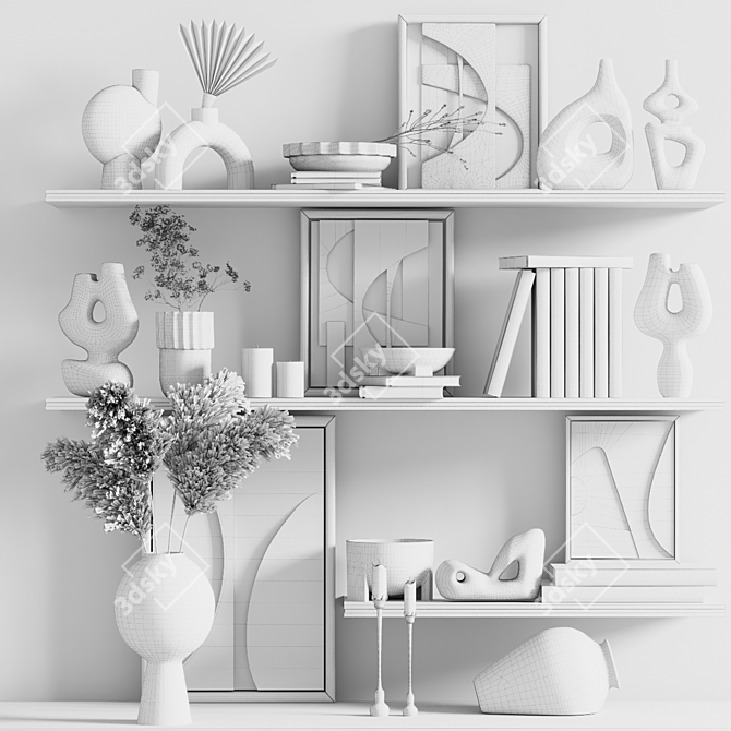 Modern Decorative Shelf Set 3D model image 10