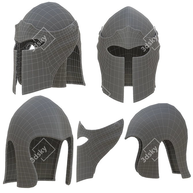 Medieval Armor Barbuta Helmet 3D model image 7