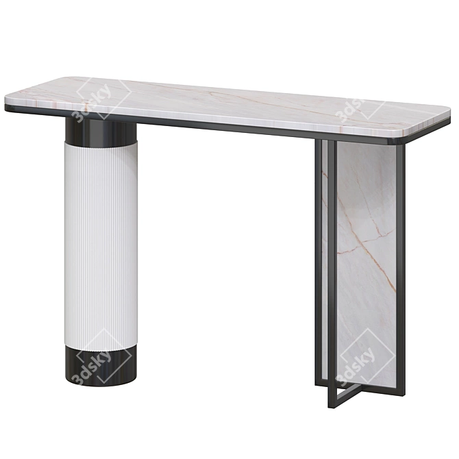 Sleek Stone Top White Gold Console 3D model image 1