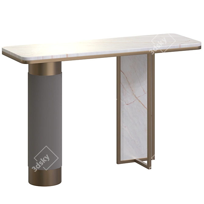 Sleek Stone Top White Gold Console 3D model image 2
