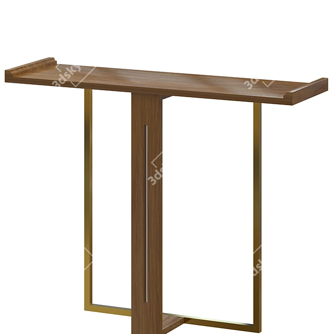 Sleek Black & Gold Narrow Console 3D model image 1