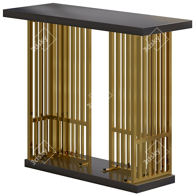 Glam Black & Gold Console 3D model image 1