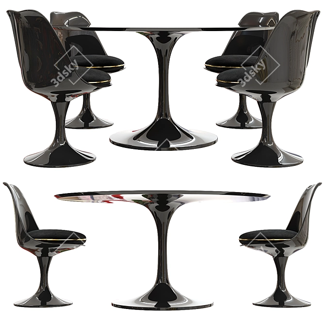 Elegant Saarinen Tulip Table Set 3D model image 2