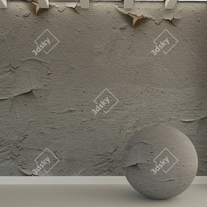 Rustic Concrete Wall - Old Plaster 3D model image 1