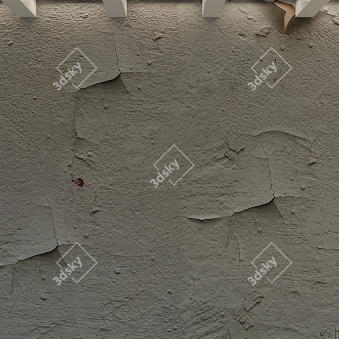 Rustic Concrete Wall - Old Plaster 3D model image 3