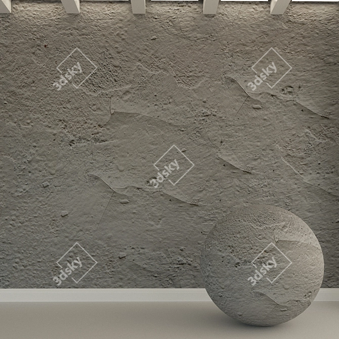 Vintage Concrete Wall Plaster 3D model image 1