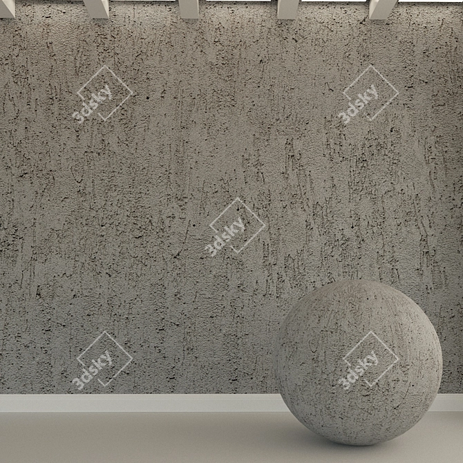 Vintage Gray Concrete Wall 3D model image 1