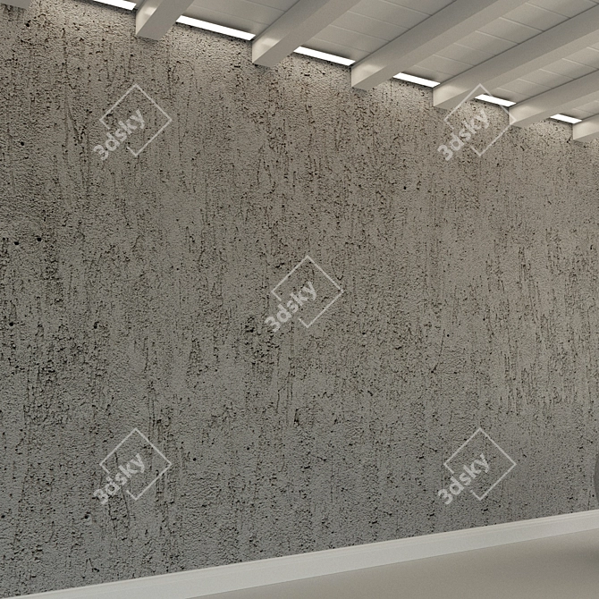 Vintage Gray Concrete Wall 3D model image 2