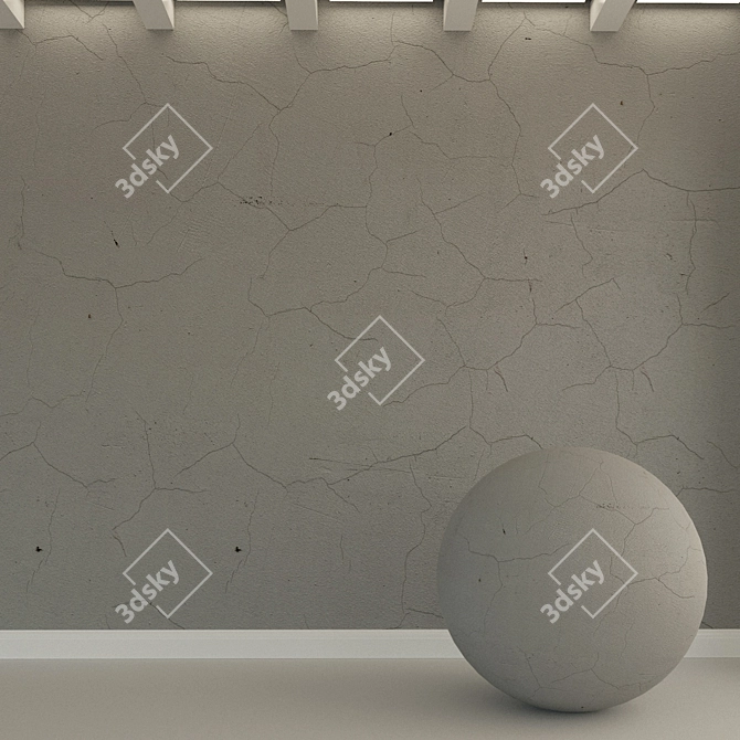 Vintage Concrete Wall with Old Plaster 3D model image 1