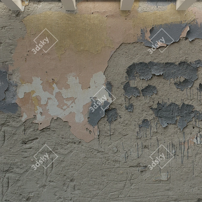 Title: Decorative Old Plaster Concrete Wall 3D model image 2