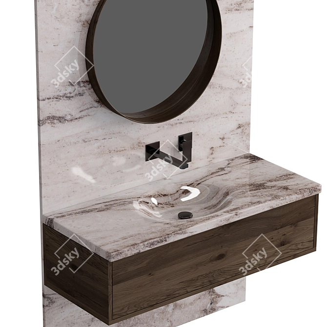 Elegant Wood & Marble Bathroom. 3D model image 2
