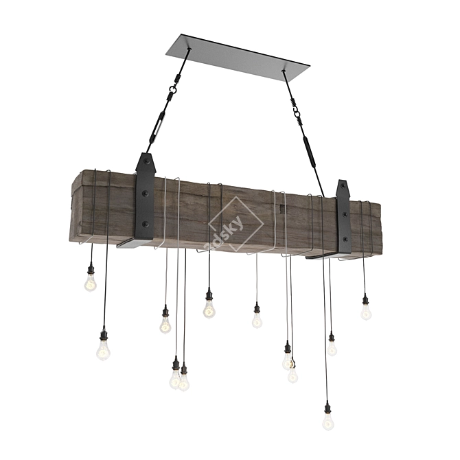 Scandi Log Chandelier: Authentic Nordic Lighting 3D model image 1