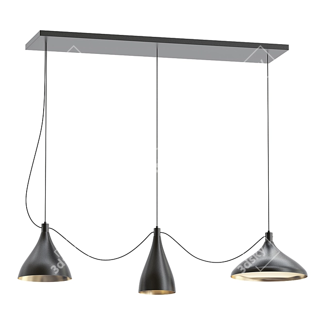 Sleek Swell Pendant Lamp Trio 3D model image 1