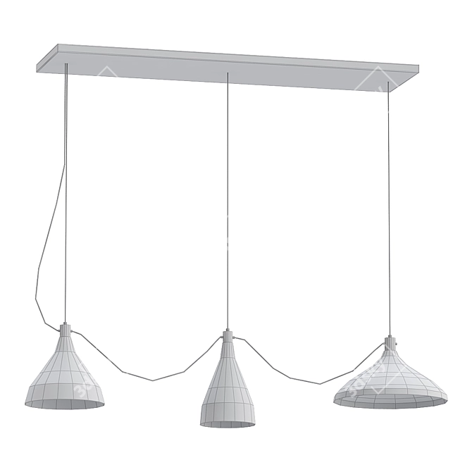 Sleek Swell Pendant Lamp Trio 3D model image 2