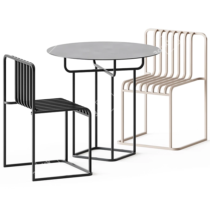 Table and Chair Grill Set 3D model image 1