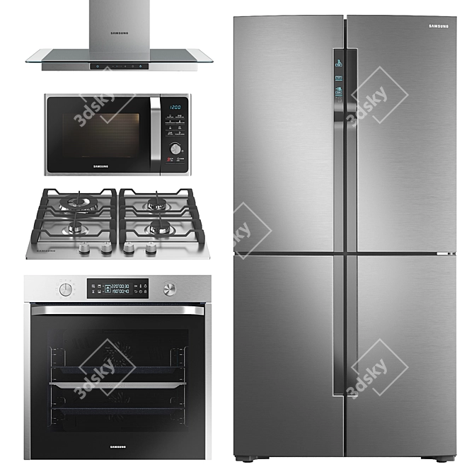 Samsung Kitchen Appliance Set 3D model image 1