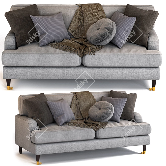 Gray Elegance: Woven Fabric 3-Seater Sofa 3D model image 1