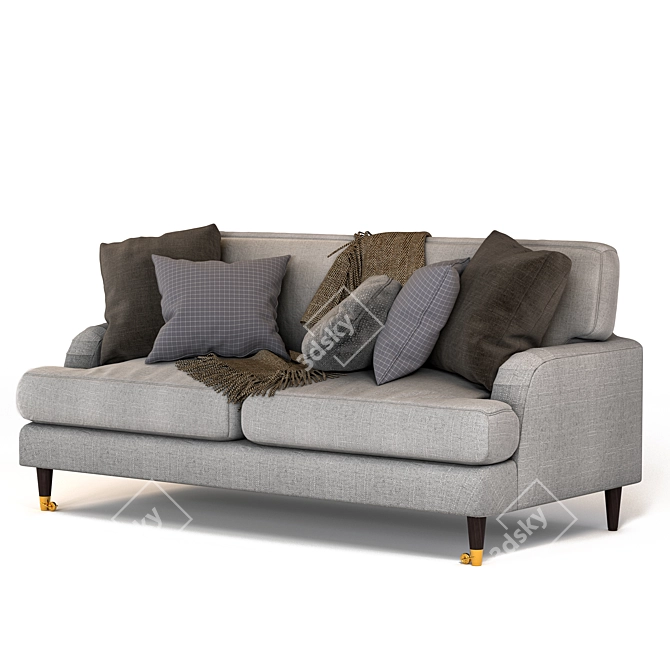 Gray Elegance: Woven Fabric 3-Seater Sofa 3D model image 2