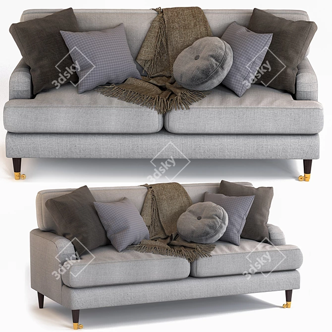 Gray Elegance: Woven Fabric 3-Seater Sofa 3D model image 5