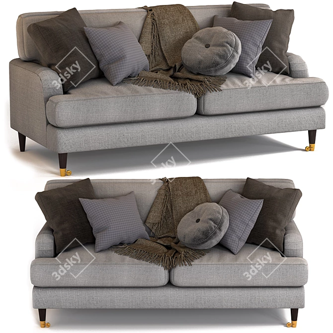 Gray Elegance: Woven Fabric 3-Seater Sofa 3D model image 6