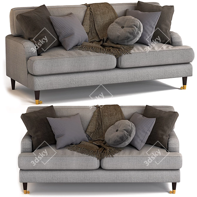 Gray Elegance: Woven Fabric 3-Seater Sofa 3D model image 7