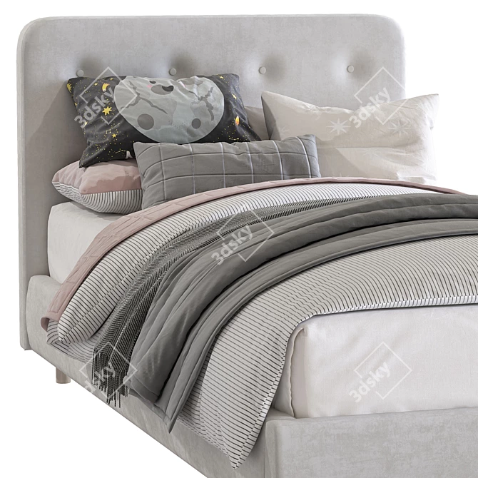 Elegant Miller Tufted Bed 3D model image 4