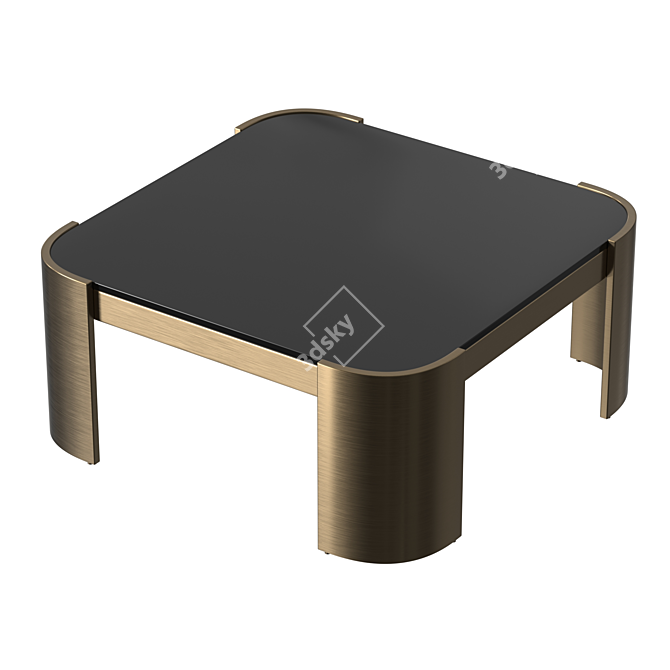 Elegant Brass and Black Glass Coffee Table 3D model image 1