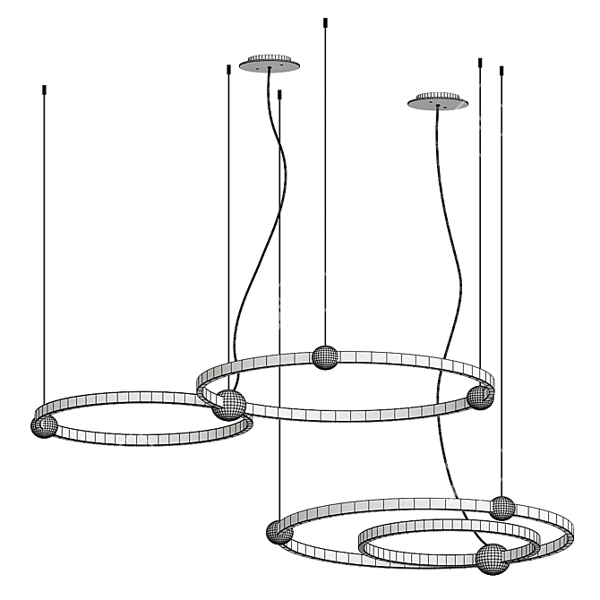 Celestial Orbital Pendant Chandelier 3D model image 4