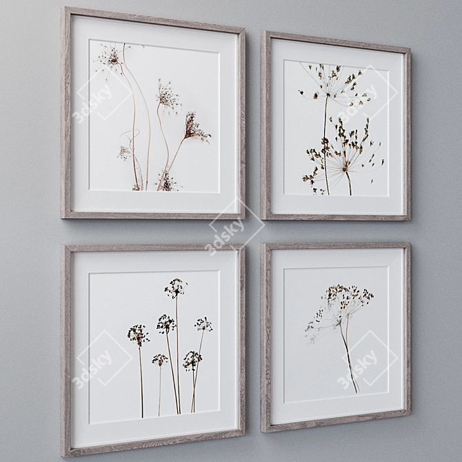 Modern Wall Art Set with 4 Frame Colors 3D model image 2