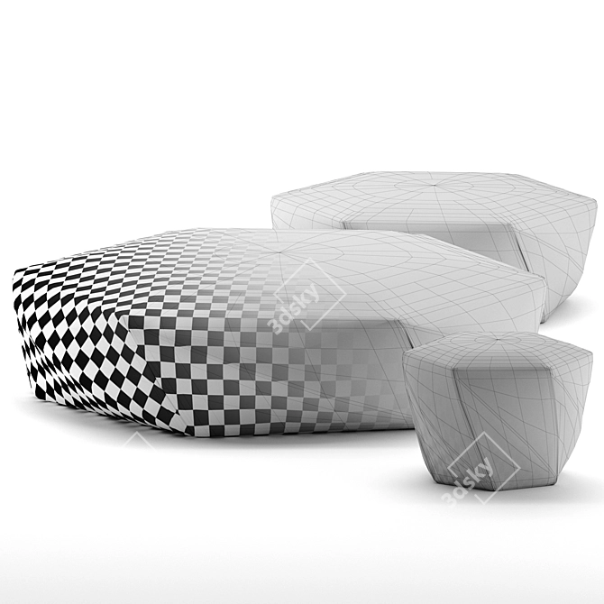 Streamlined Fabric Pouf: BROOK 3D model image 5