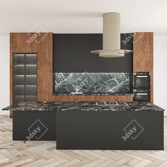 Sleek Modern Kitchen Set 3D model image 2