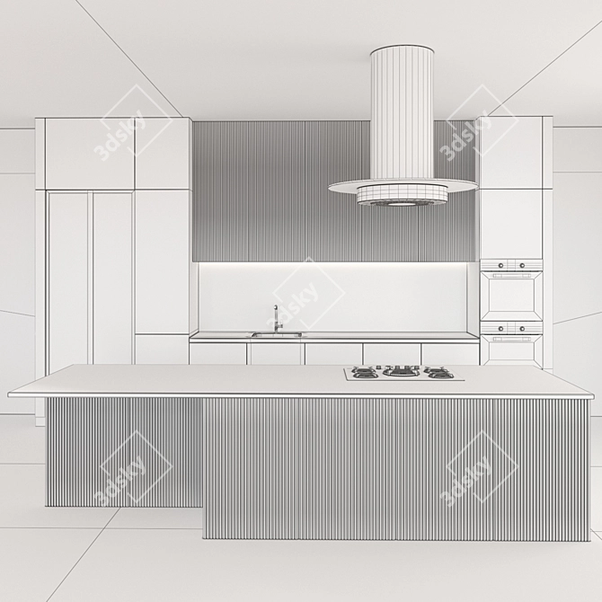 Sleek Modern Kitchen Set 3D model image 5