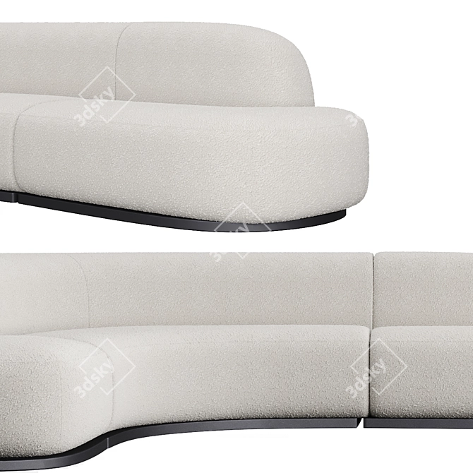 Boomerang Bliss Cream Sofa 3D model image 3