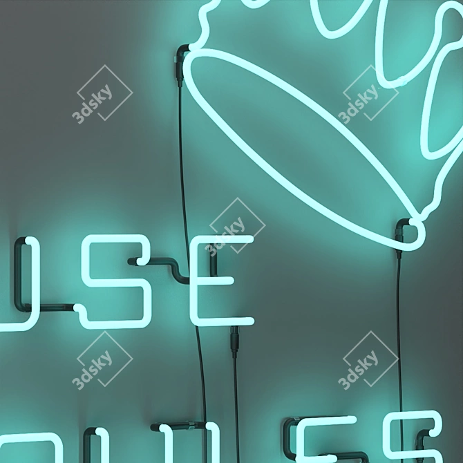 Neon "My House My Rules" Sign 3D model image 5